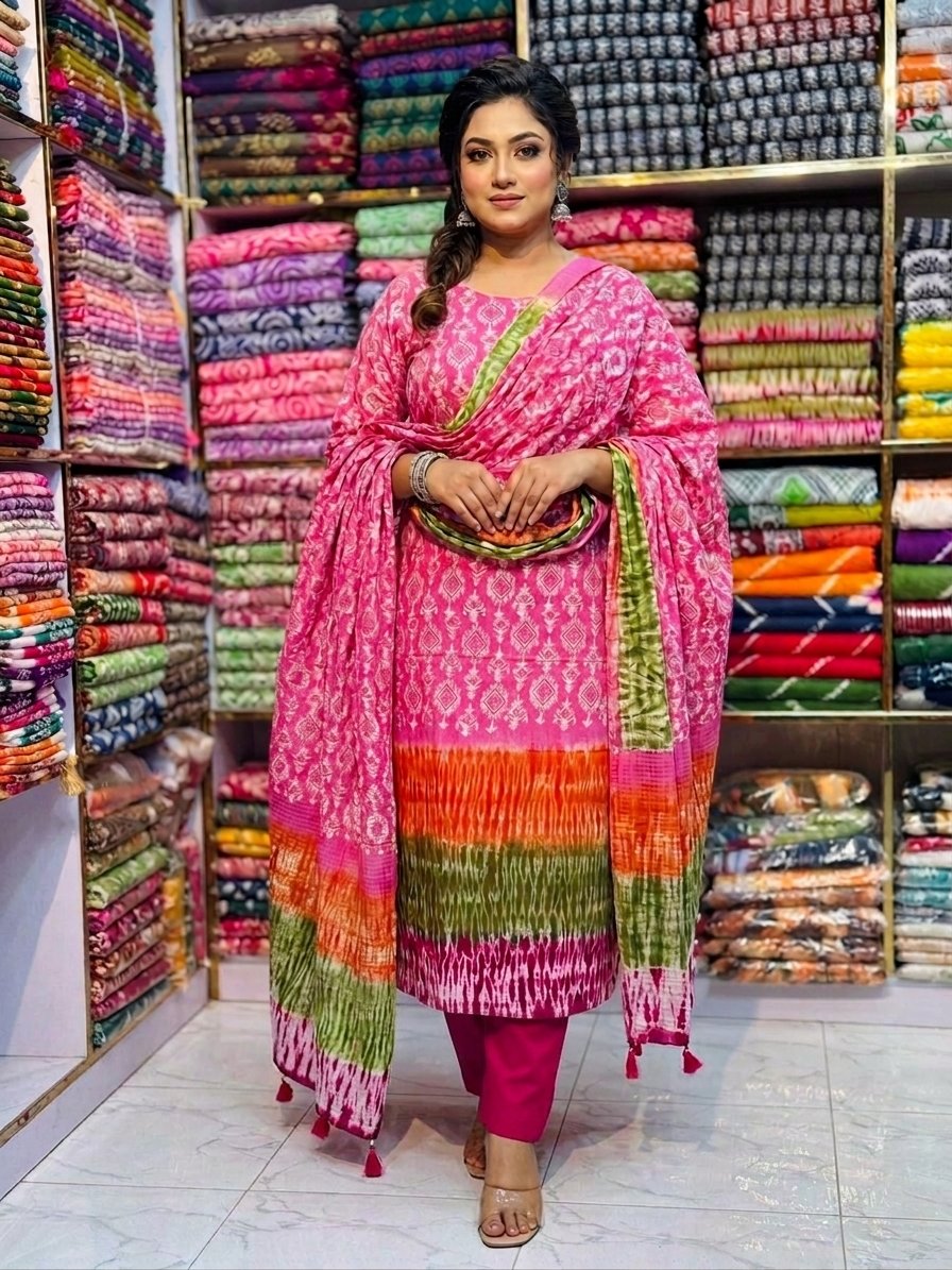 ৫পিছ সেট।  শিবুরী মোম বাটিক থ্রি পিছ পাইকারি - Batik Three Pieces Wholesale
